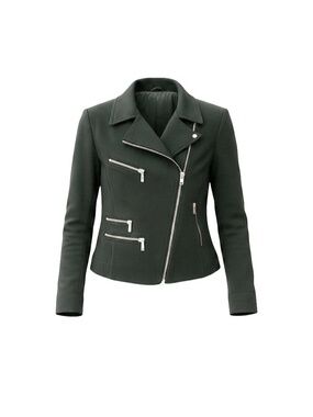 Jet Black Petite Moto Jacket Bianca Nygard Asymmetrical Zip Up Size 10P